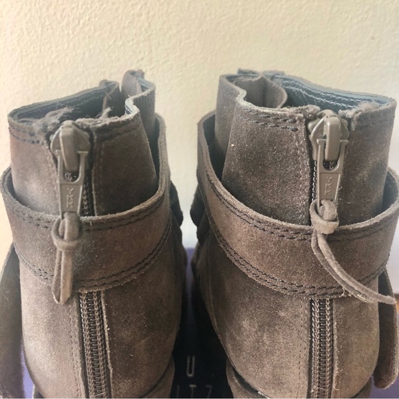 Stuart Weitzman Wild Child Suede Wedge Wraparound Bootie - Picture 4 of 16